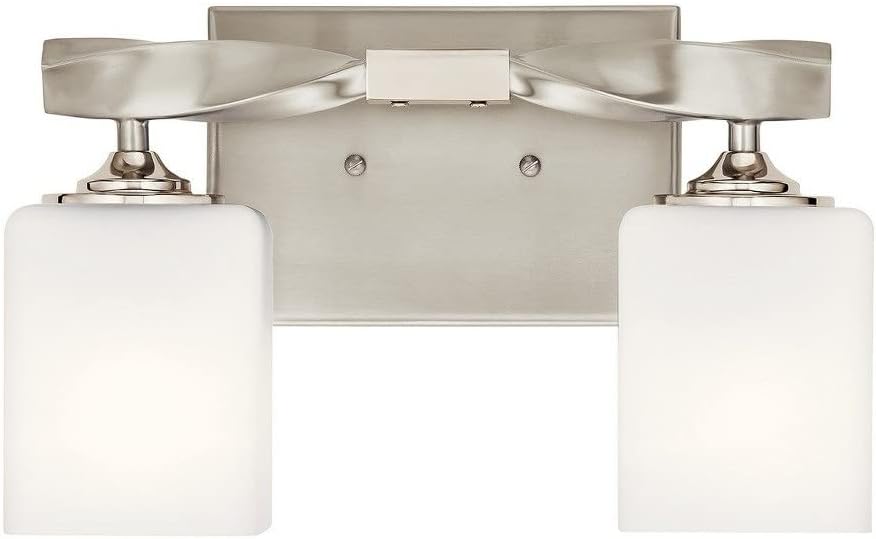 KICHLER Marette 13.5 " 2 Light Vanity Light with Satin Etched Cased Opal Glass in Brushed Nickel