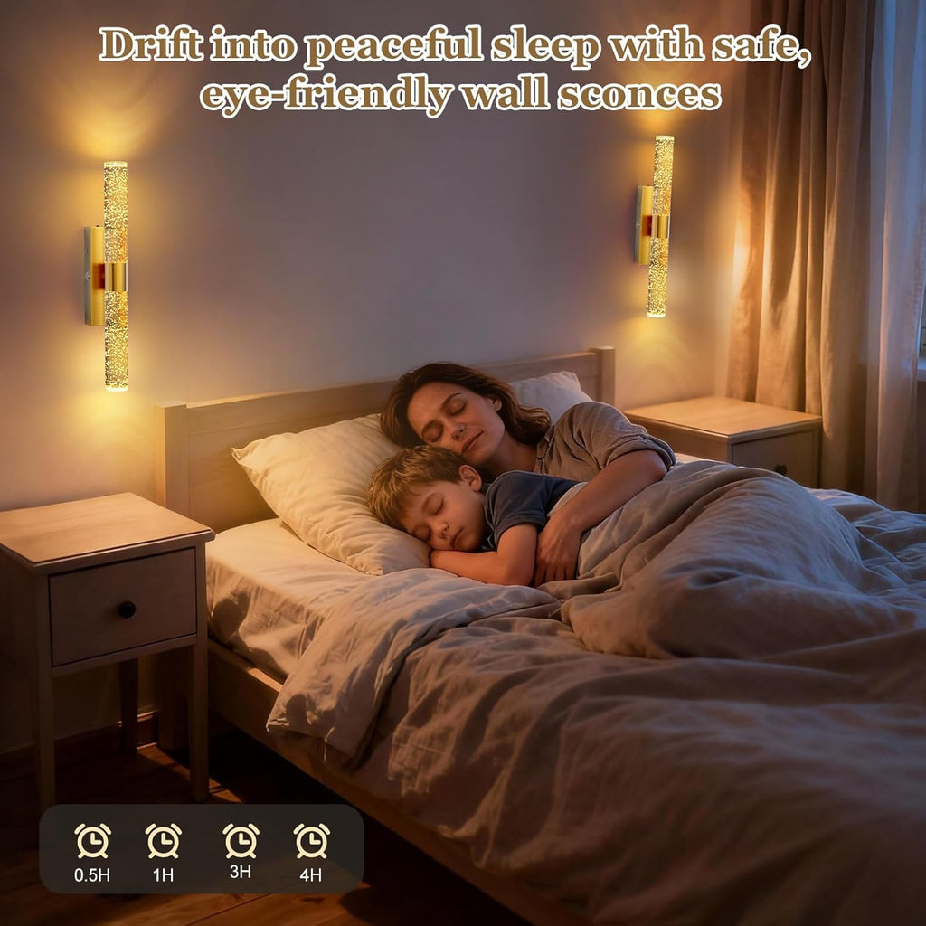 17 Inch Battery Operated Wall Sconces: 20000mAh Rechargeable Wall Lights Set of 2 with Arylic Shade - 3000K-6000K Dimmable Wireless LED Wall Lamp with Remote for Bedroom Bathroom Hallway Living Room