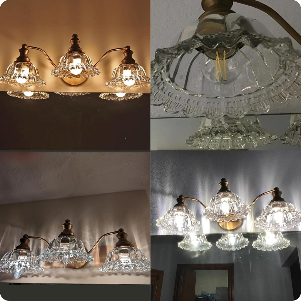 XIEDUN Vintage Bathroom Vanity Light Fixture 3 Lights Vanity Lighting Matte Antique Brass Vanity Light for Bathroom