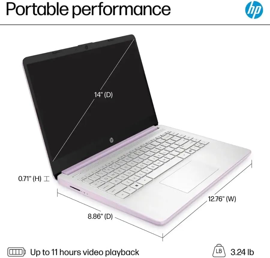 HP Stream 14 Student Business Laptop, Microsoft Office 365, Copilot AI, Intel N150 Processor(Quad-core), 32GB RAM, 128GB UFS, Honey Lavender, Windows 11 Home, with 5ave Kit