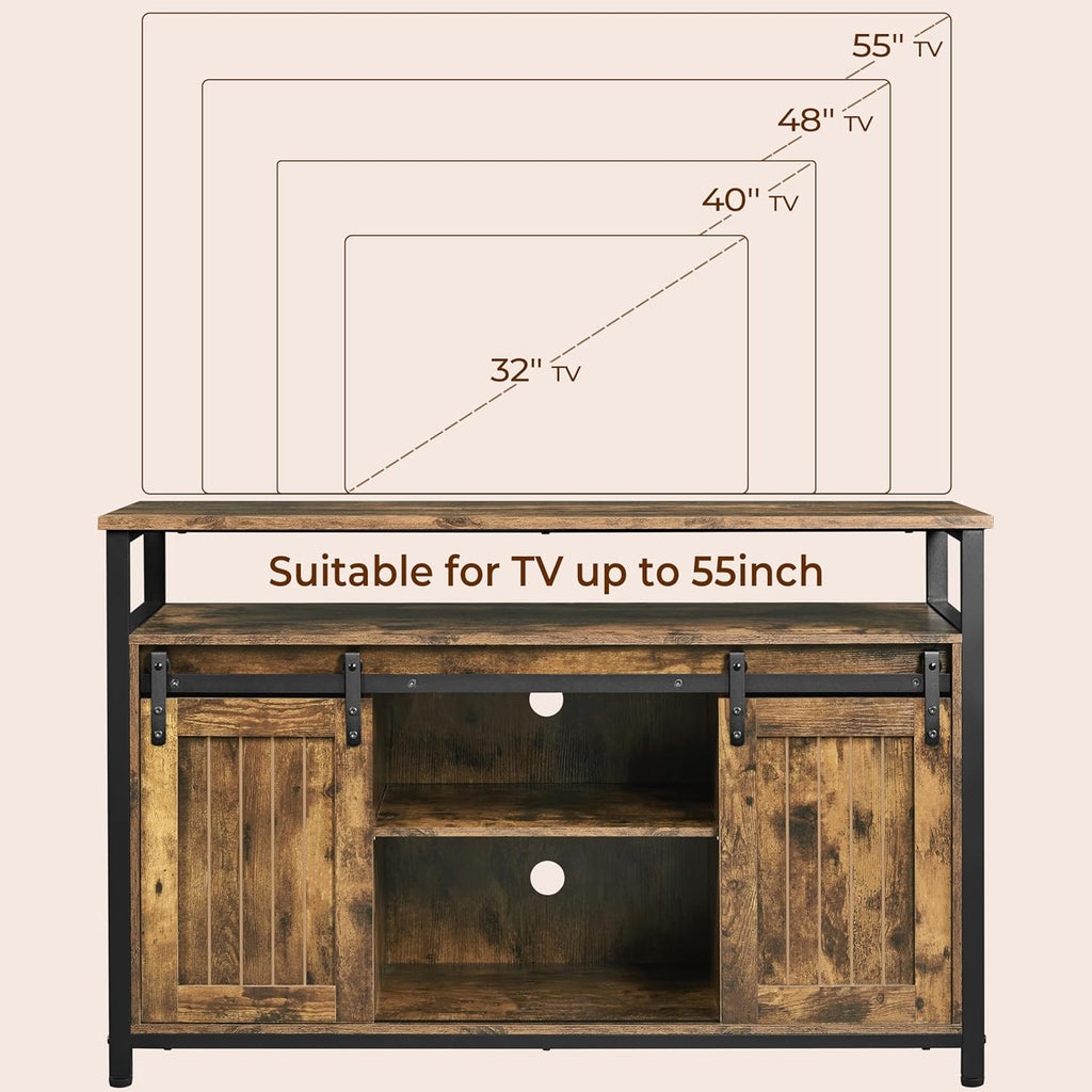 Yaheetech TV Stand, Entertainment Center with Storage Cabinets for 55 Inches TV, Barn Door TV Stand with Height Adjustable Shelves, Farmhouse TV Console for Living Room, 47 Inch