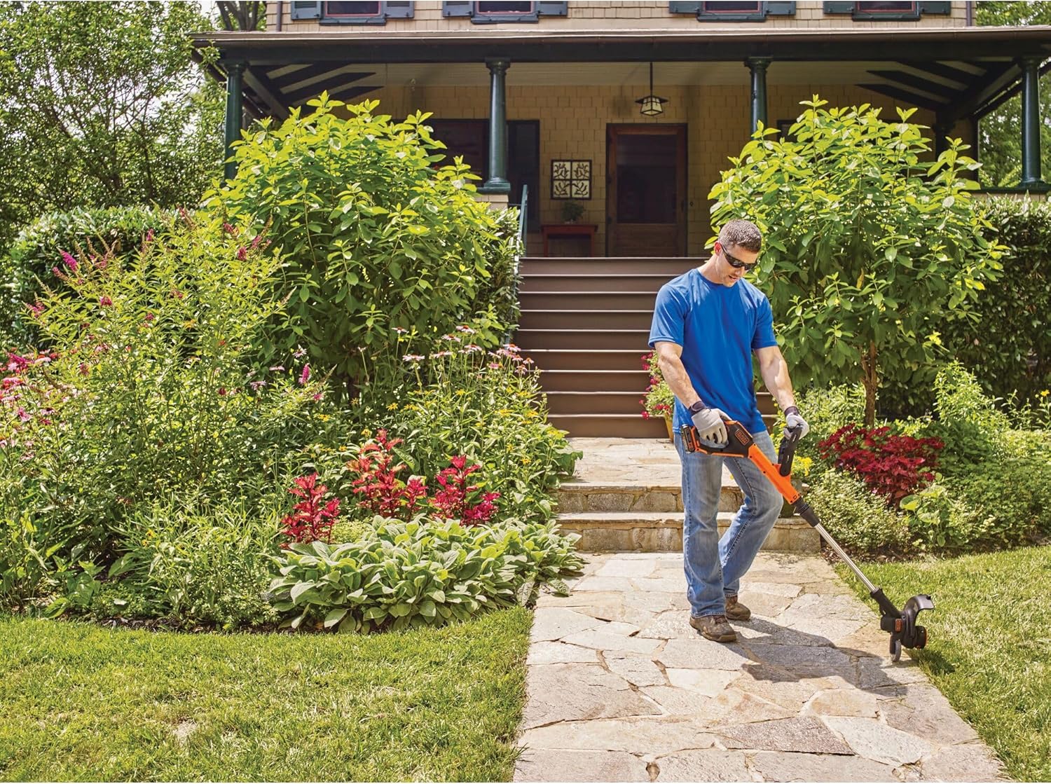 BLACK+DECKER 20V* MAX String Trimmer and Edger, EASYFEED Weed Wacker, 12 Inch Cutting Width, 2 Speed Control Weed Eater, (1) Battery and Charger Included (LSTE523)