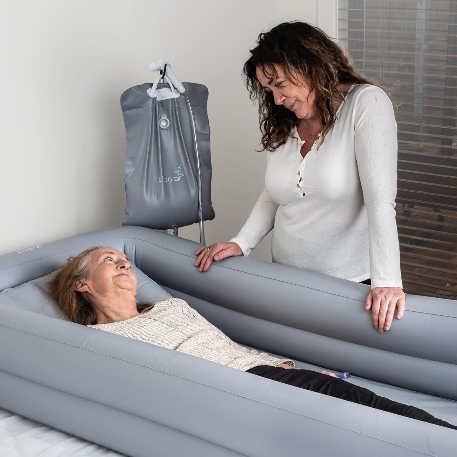 Circa Air Portable Bath Tubs Adults - Inflatable Bathtub with Bedside Shower Bag & Electric Pump, Full Body Washing in Bed, Bed Bath Supplies, Portable Shower Bed, Blow Up Tub, Hair Shampoo Basin