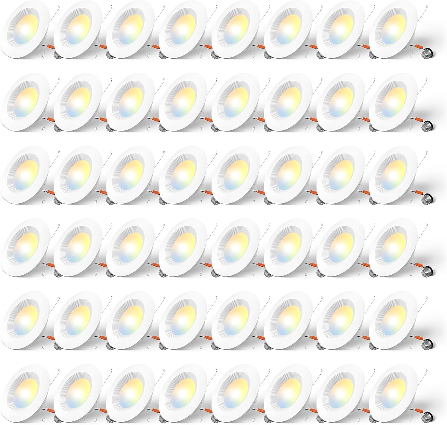 Amico 5/6 inch 5CCT LED Recessed Lighting 48 Pack, Dimmable, IC & Damp Rated, 12.5W=100W, 950LM Can Lights with Baffle Trim, 2700K/3000K/4000K/5000K/6000K Selectable, Retrofit Installation - ETL & FCC