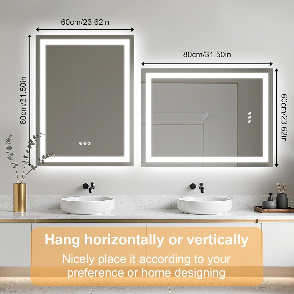 24"x32" LED Bathroom Mirror with Lights,Bluetooth Dual Speaker,Anti-Fog,3 Color Temperature,Dimmable Brightness,Memory Function,Waterproof,Wall Mount Design,Tempered Glass