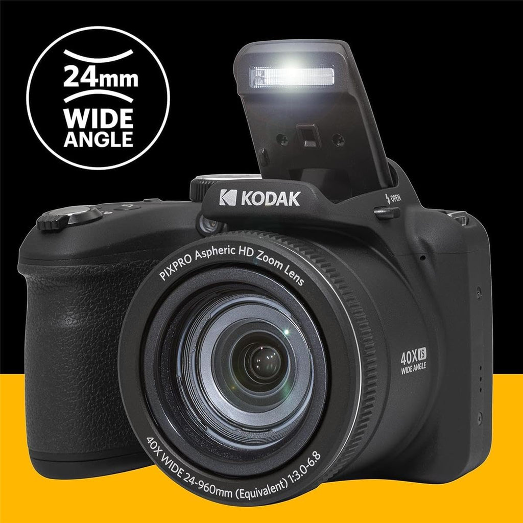 KODAK PIXPRO AZ405-BK 20MP Digital Camera 40X Optical Zoom 24mm Wide Angle Lens Optical Image Stabilization 1080P Full HD Video 3" LCD Vlogging Camera. Bundle with SD Card and Camera