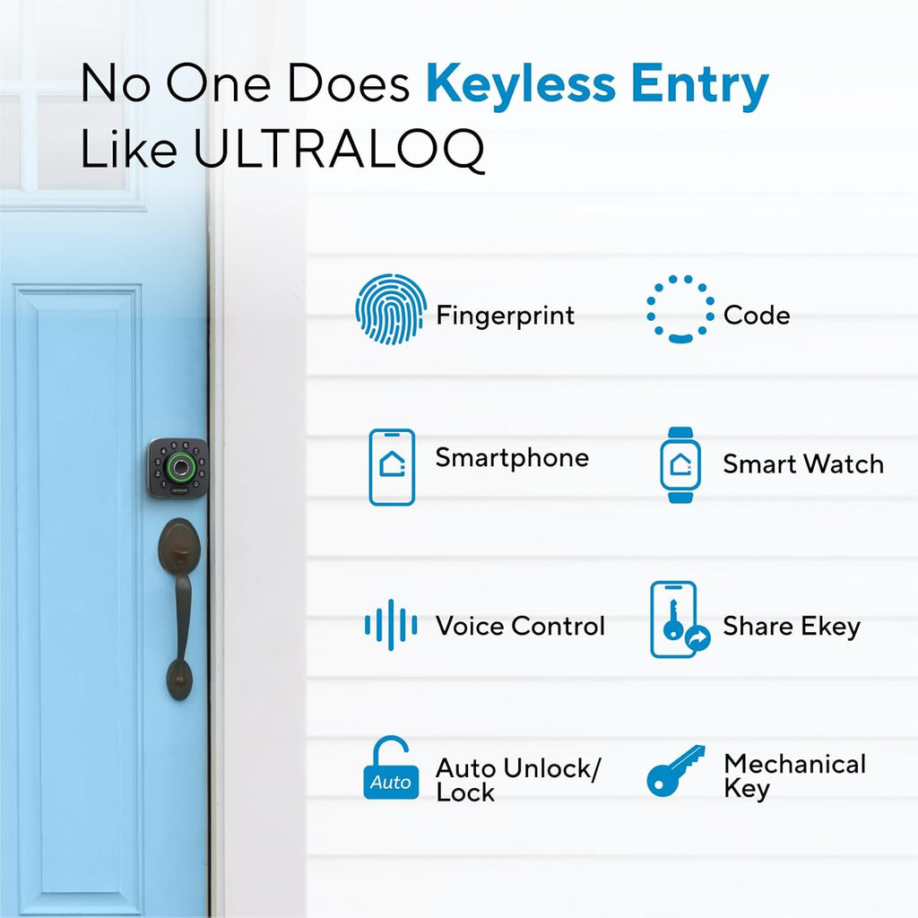 ULTRALOQ U-Bolt Pro WiFi Smart Lock with Door Sensor, Built in Wi-Fi Smart Deadbolt Lock for Front Door with Fingerprint ID, App Remote Control, Share Access, Auto Unlock, Auto Locking, Backlit Keypad