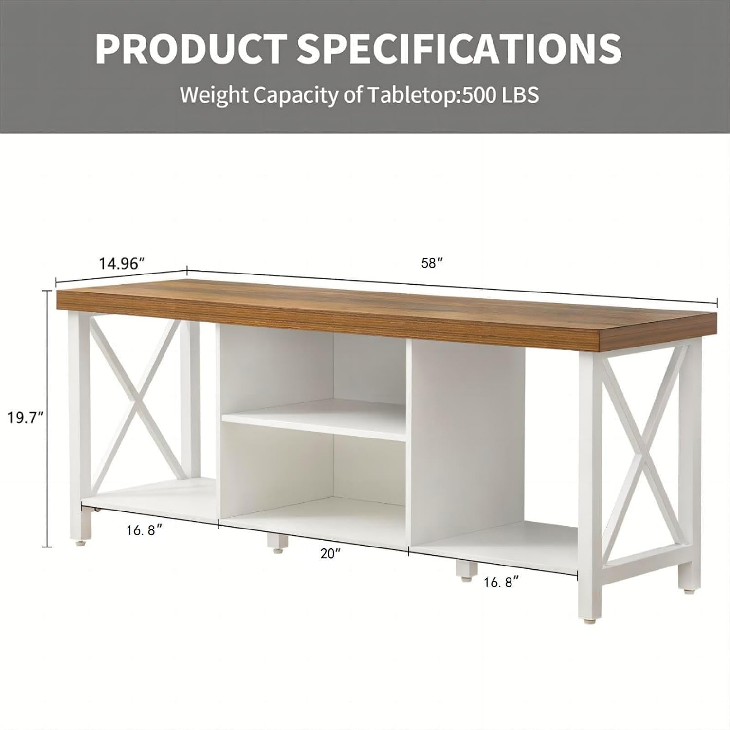 GAZHOME TV Stand for TV up to 65 Inches, TV Cabinet with Open Storage, TV Console Unit with Shelving for Living Room, Entertainment Room, White
