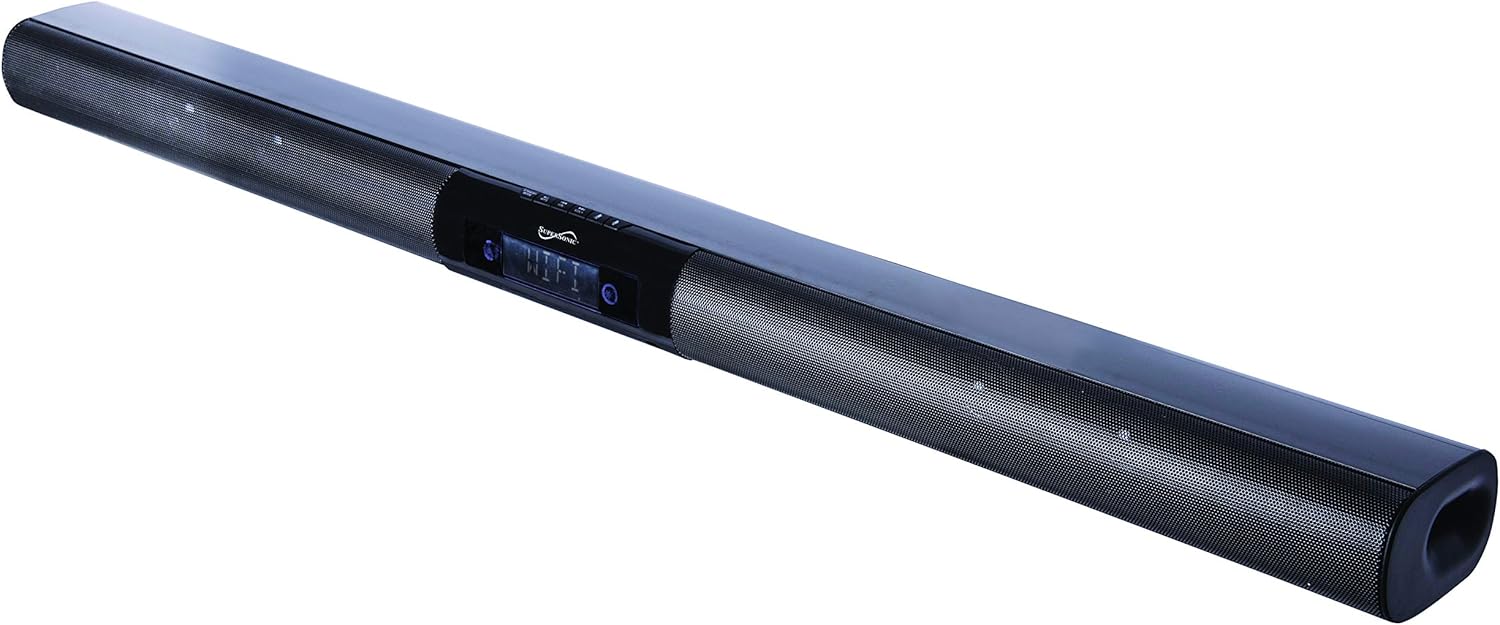 Supersonic SC-1419SBA 37-inch Premium Optical Bluetooth Soundbar System with Alexa, Multi-Room Speaker Connection, RCA Line, Optical in, Free Wi-Fi App, Large LCD Display, FM Radio, 40W RMS Output