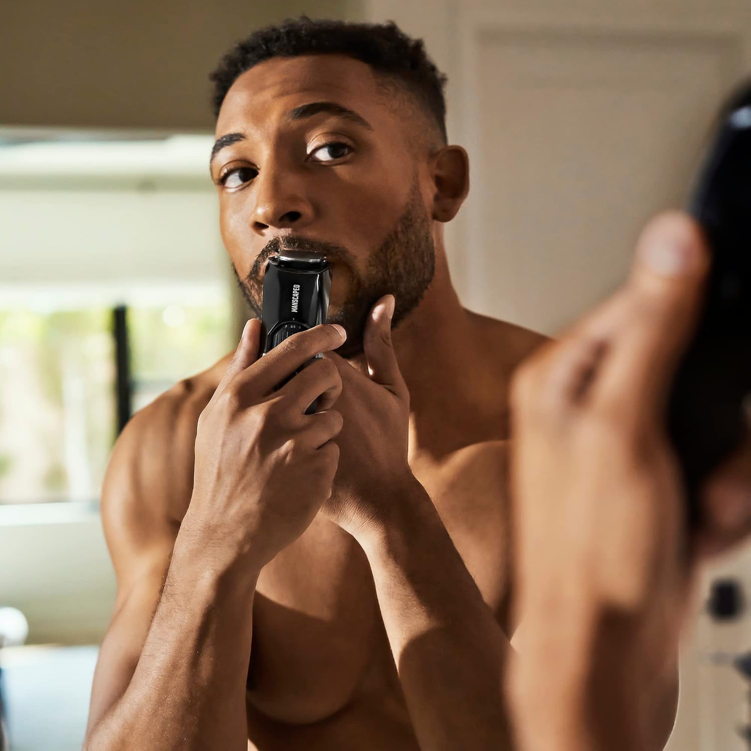 MANSCAPED® The Beard Hedger® Men's Premium Beard Trimmer, 20 Length Adjustable Blade Wheel, Stainless Steel T-Blade for Precision Facial Hair Trimming, Cordless Waterproof Wet/Dry Clipper