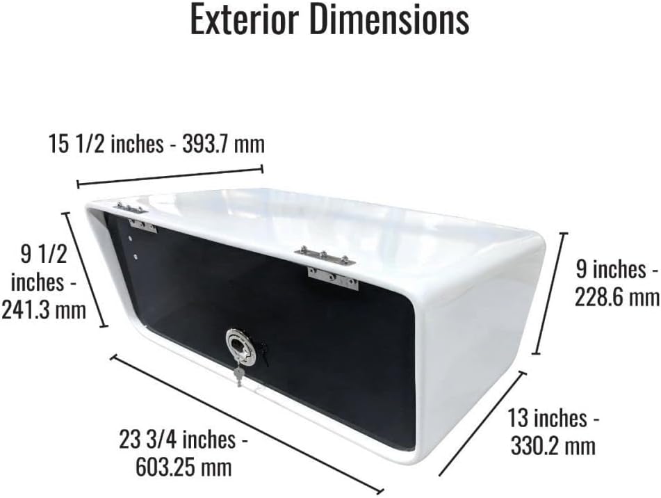 Fishmaster T-Top Electronic Box for Center Console Boats - Marine Grade, Water-Resistant Storage, Lock, Powder Coated White Mounting Brackets Included