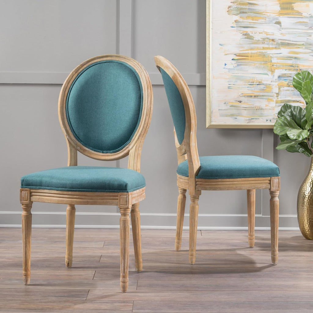 Christopher Knight Home Phinnaeus Fabric Dining Chairs, 2-Pcs Set, Dark Teal