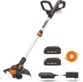 WORX Cordless String Trimmer & Lawn Edger, 12'' Electric Weed Wacker with Command Feed, 20V Weed Eater with 5.5 LBS, 2 Batteries & Charger Included, WG163
