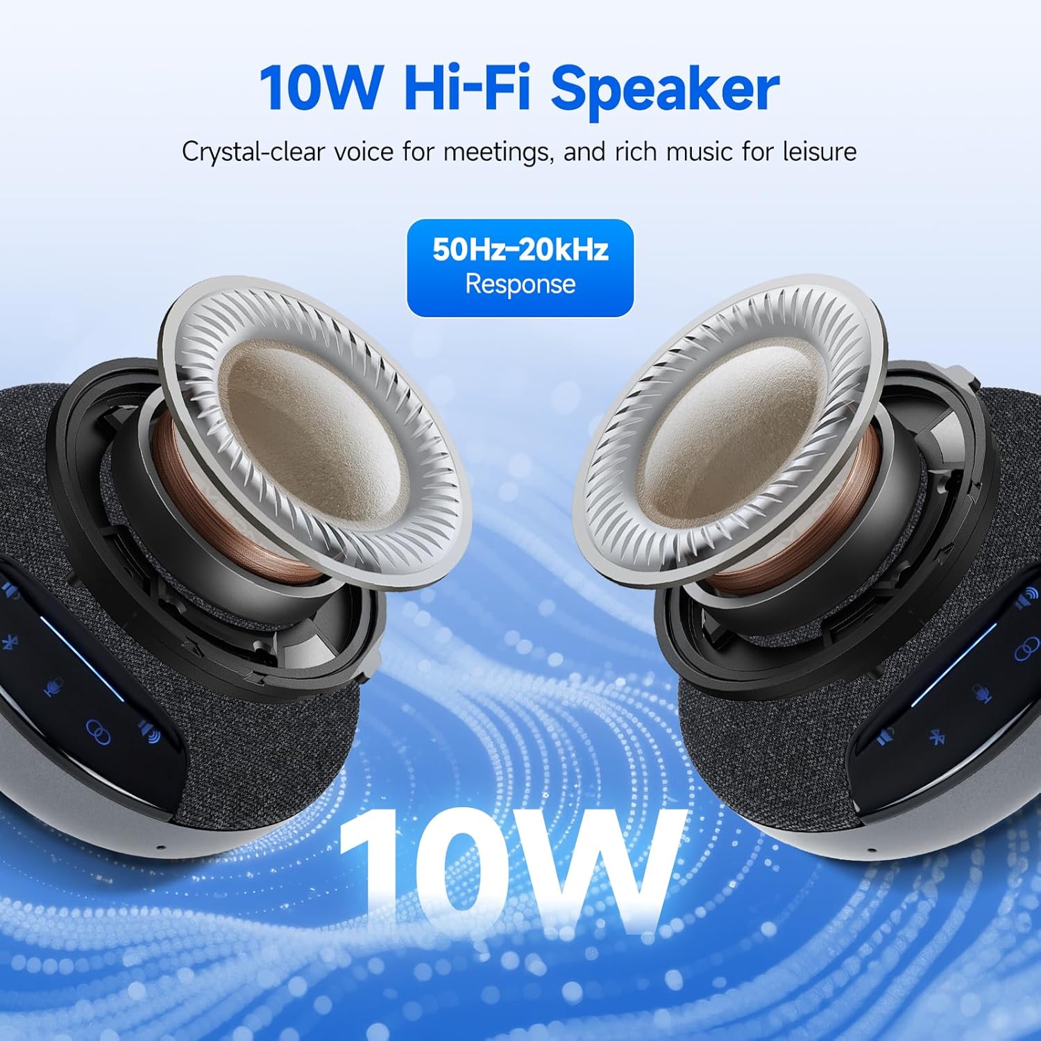 SVBONY SVN O1 Dual Conference Speaker and Microphone, Wireless Cascading 33FT for 30People Conference Room, 3A+AI Noise Cancelling, 8Mics with 360°Voice Pickup, UHF-Stabilized Link