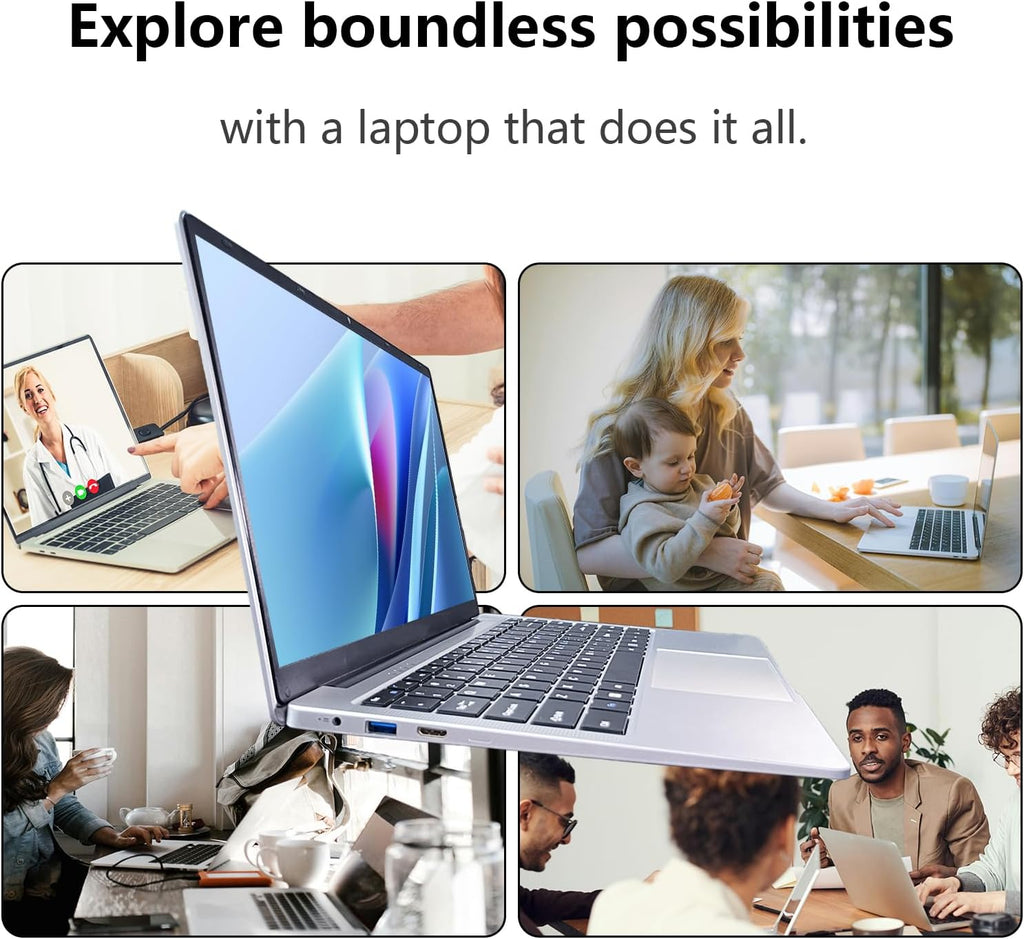 14.1 inch Laptop Computer, Quad Core Laptop Notebook Windows 11 Traditional Laptop with 4GB DDR4 256GB SSD 2.4/5G WiFi BT4.0 HDMI USB 3.0, Large Capacity Battery
