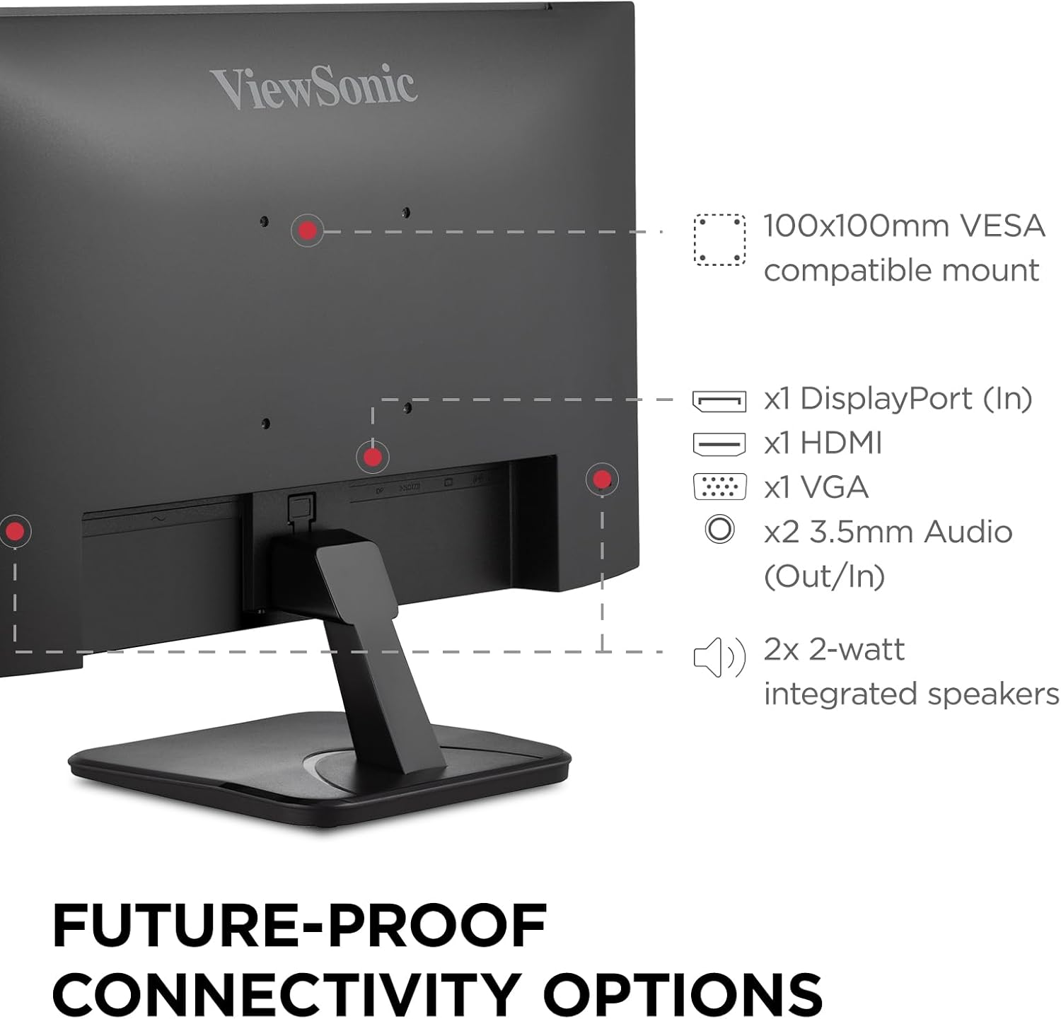 ViewSonic VA2456A-MHD 24 Inch 1080p Monitor, IPS Display with 120Hz for Enhanced Home and Office Productivity, Eye Care Technology, HDMI, DisplayPort, and VGA Inputs