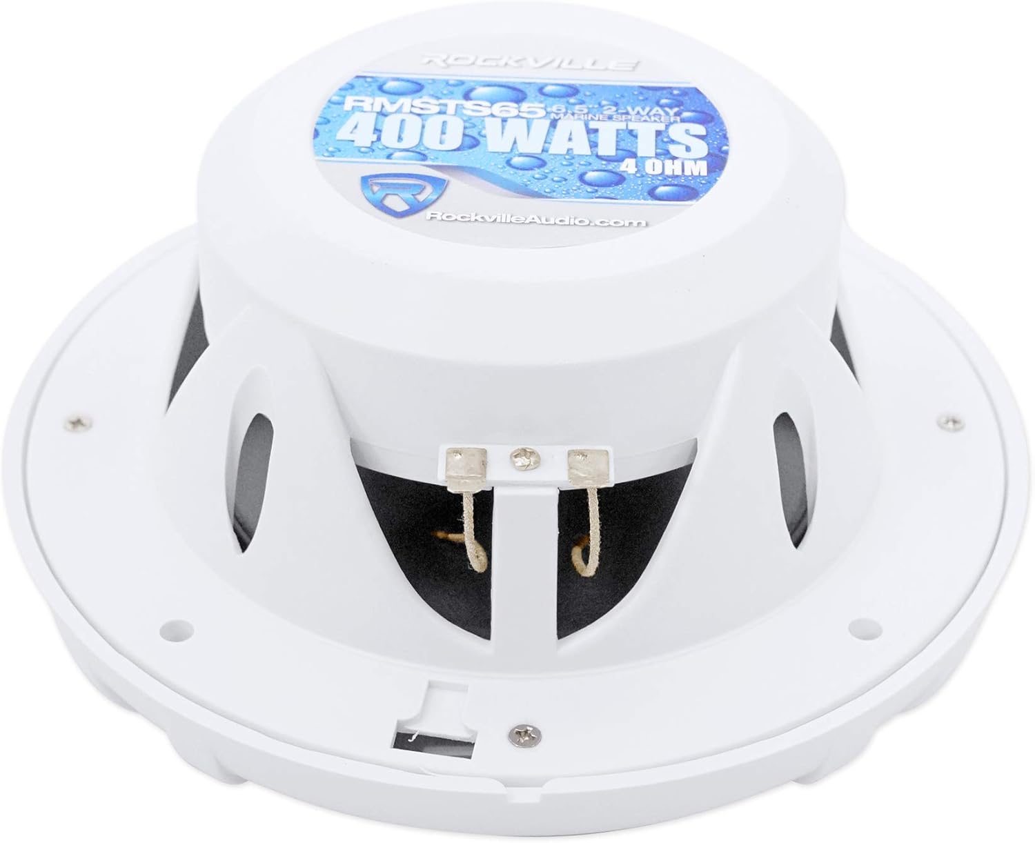 Rockville RXM-S6 Bundle: 2600W Marine 6-Ch Amplifier with PA Mic, (4) RMSTS65W 6.5 in 800W Per Pair 2-Way Boat Speakers, (2) RWB70W 250W Wakeboard Tower Speakers, RMWK4 4 AWG Amp Install Kit, 8-Items