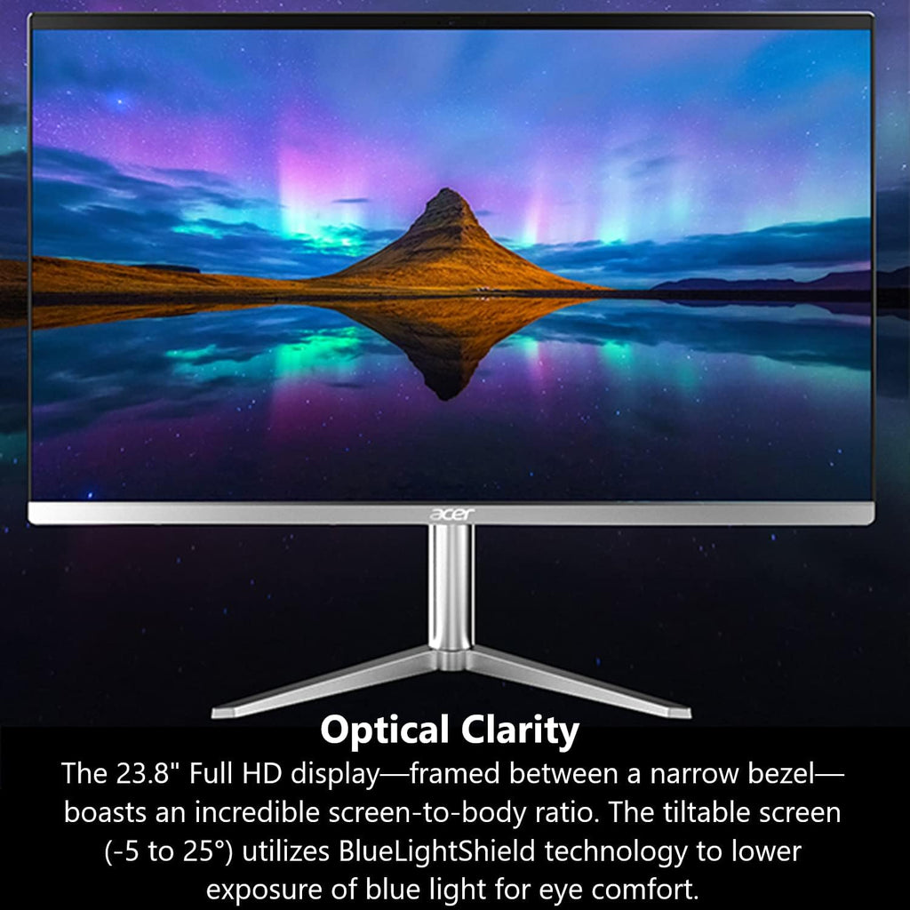 acer Aspire C24-1300-UR31 AIO Desktop | 23.8" Full HD IPS Display | AMD Ryzen 3 7320U Quad-Core Processor | AMD Radeon 610M Graphics | 8GB LPDDR5 | 512GB PCIe SSD | Wi-Fi 6E | Windows 11 Home