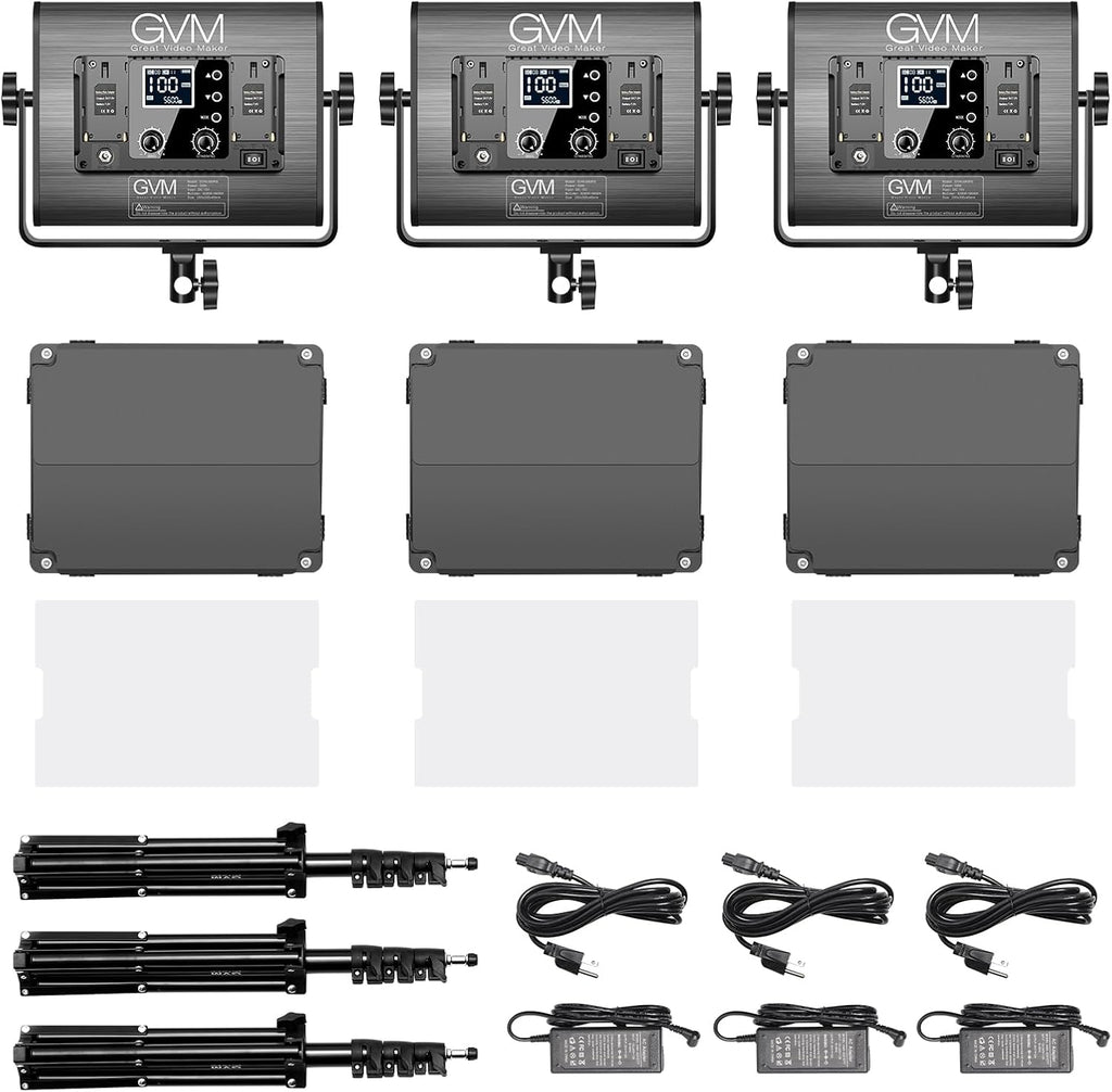 GVM RGB LED Video Light Kit, Dimmable Photography Lighting with APP Control, 680RS 50W 3 Packs Led Panel Light for YouTube Studio, Video Shooting, Gaming, Streaming, Zoom, Broadcasting, Conference