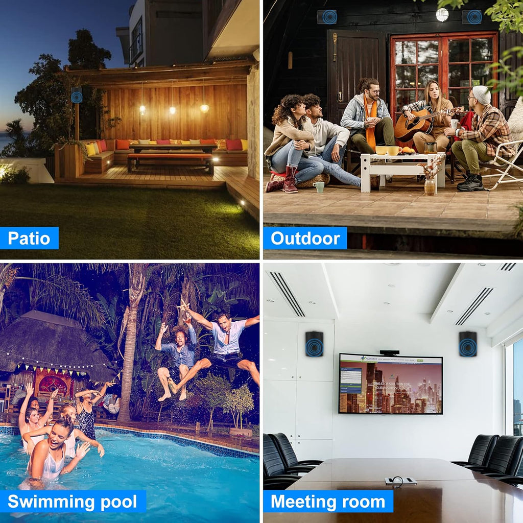 Herdio 5.25 Inches 600 Watts Passive Indoor Outdoor Speakers Wired Waterproof,Wall Mount Speakers with Loud Volume Suitable for Patio,Garden Home Theater,Black (2 Pairs)