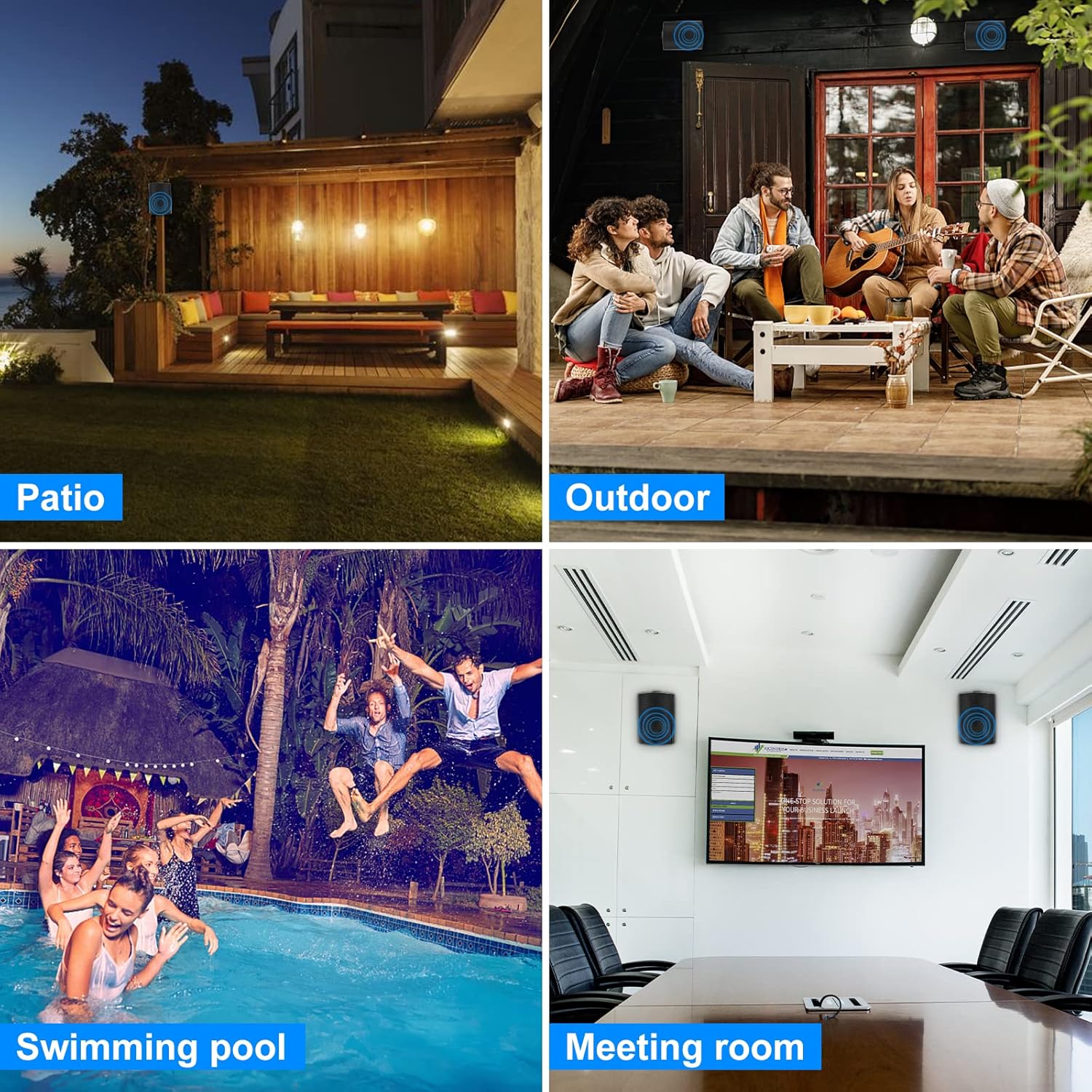 Herdio 5.25 Inches 600 Watts Passive Indoor Outdoor Speakers Wired Waterproof,Wall Mount Speakers with Loud Volume Suitable for Patio,Garden Home Theater,Black (2 Pairs)