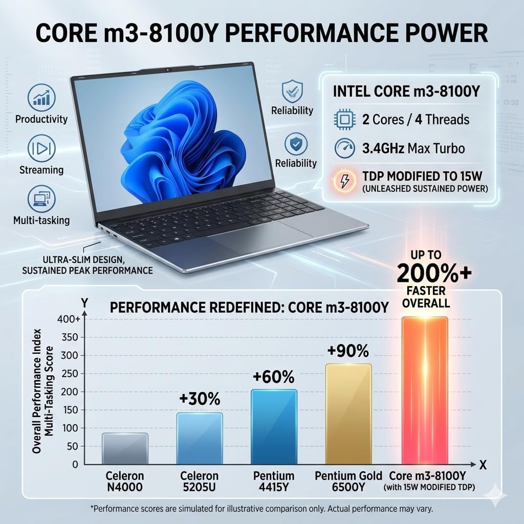 Laptop Computer 15.6 inch, Compatible with Windows 11, Core CPU(Beats Pentium, Celeron), Up to 3.4GHz, 4GB RAM, 128GB SSD, Up to 2TB, 15.6" FHD IPS 1920x1080, for Students, Business