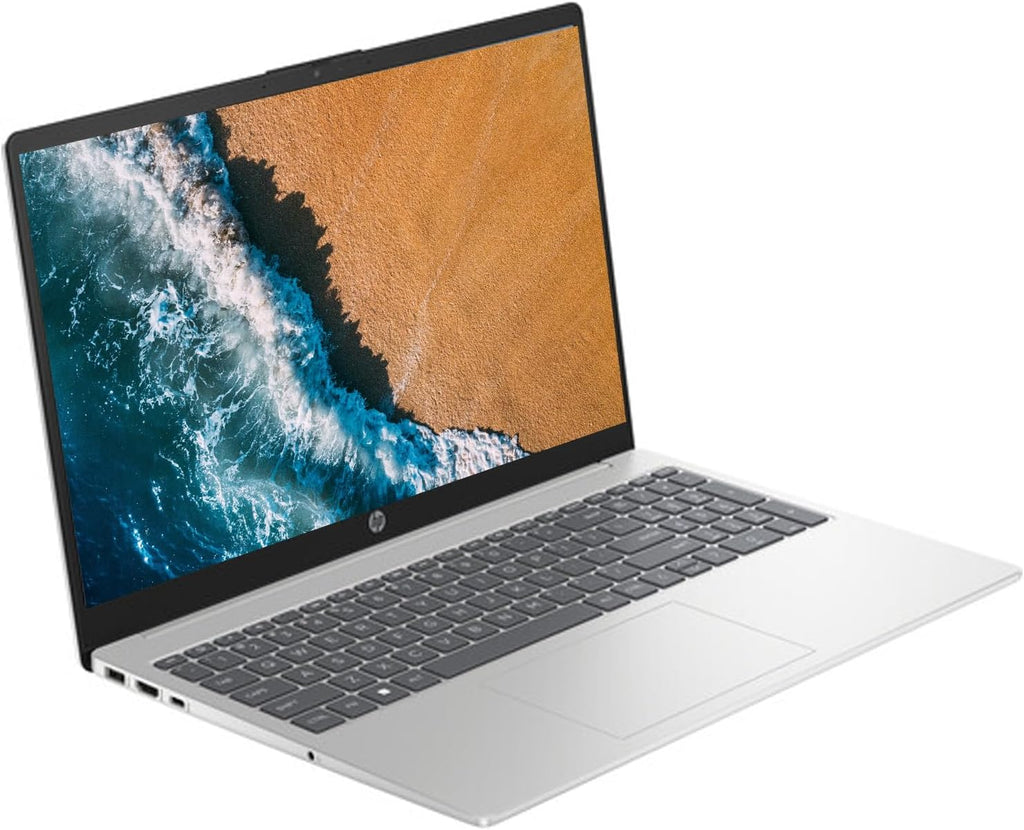 HP 15.6" Portable Laptop, HD Display, Intel Quad-Core N200 Processor, 16GB RAM, 128GB Storage, Wi-Fi 6, Webcam, HDMI, Numeric Keypad, Windows 11 Home, Silver