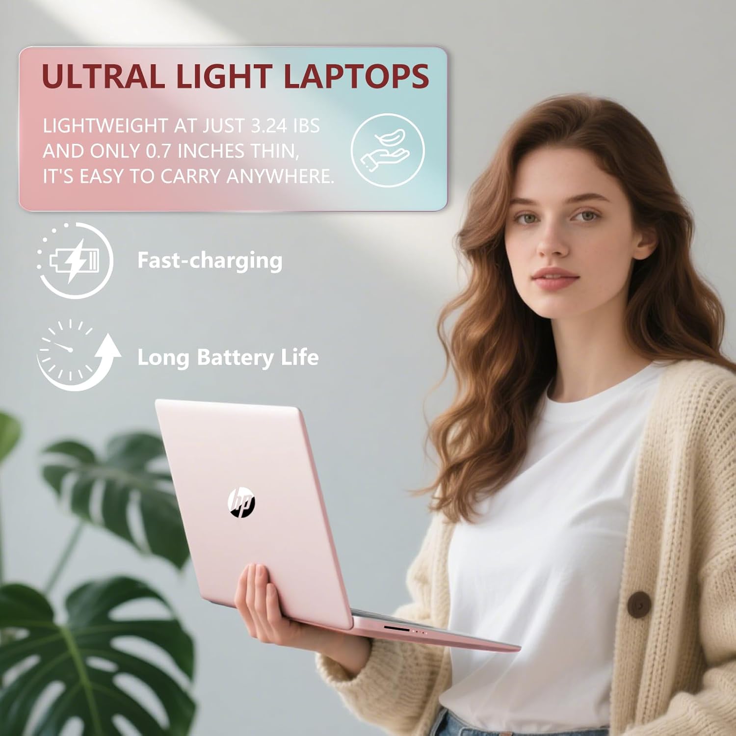 HP 14 Elite Laptop, 16GB RAM, 1.12TB Total Storage (64GB+64GB MSD+1TB Cloud), Rose Gold Pink, Office 365, Intel Multi-Core, Win11, Copilot AI, 11Hr Battery, Alpacatec Mouse