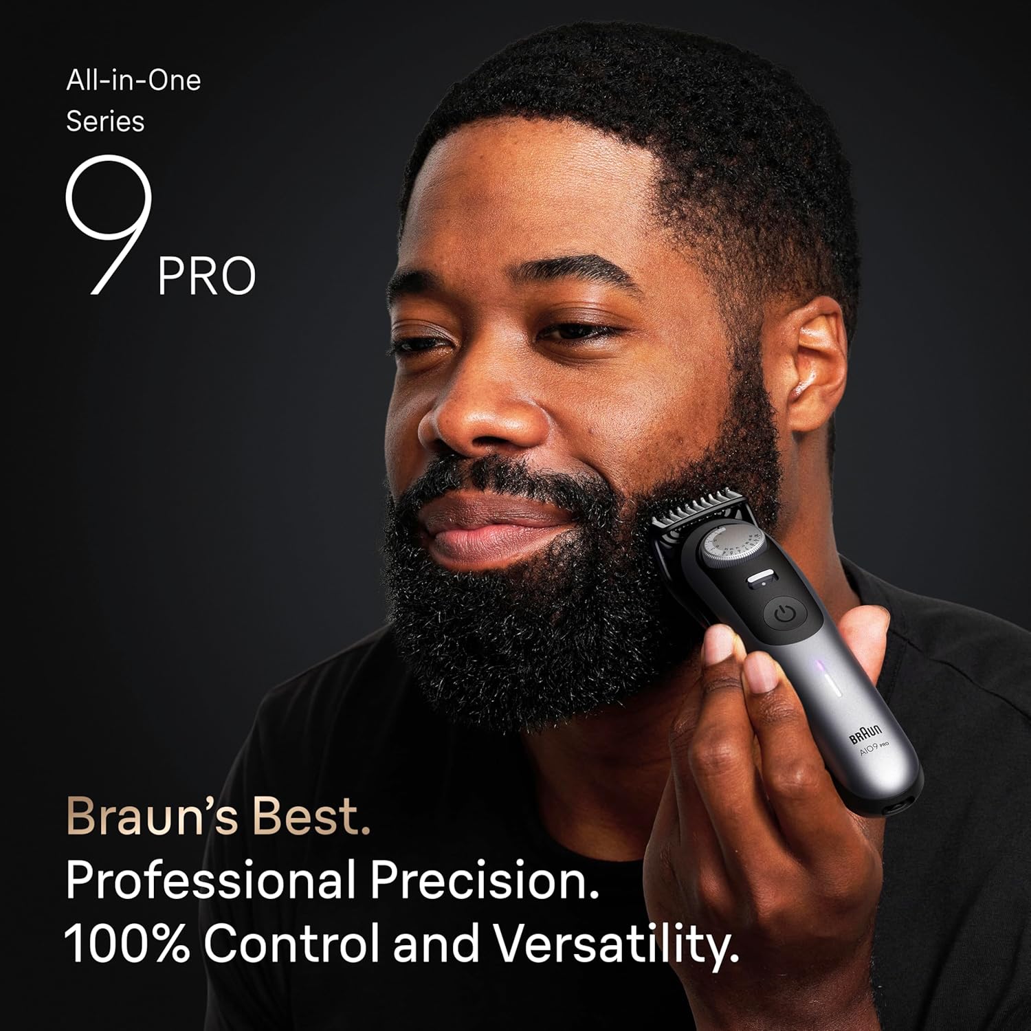 Braun All-in-One Series 9 PRO Men's Electric Beard Trimmer, Hair Clipper, Shaver & Razor for Face, Hair & Body, AIO 9570 with Gillette Labs Razor, Cordless