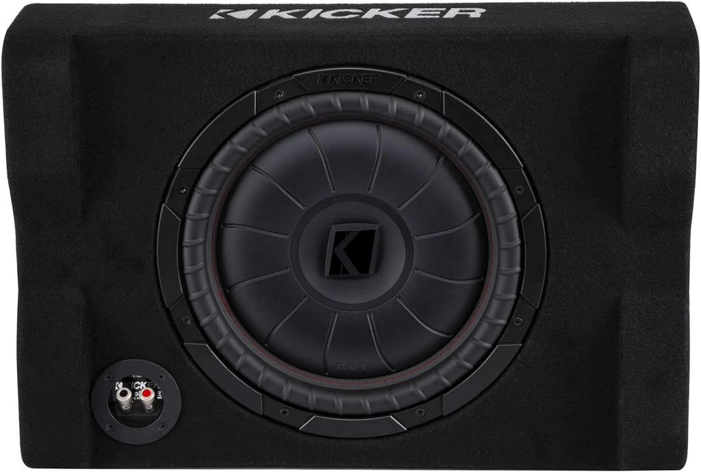 KICKER 48CVTDF122 CVTDF 12" Sub Down Firing Enclosure w/ 500 Watt Key Amp Bundle (Includes Bass Knob)