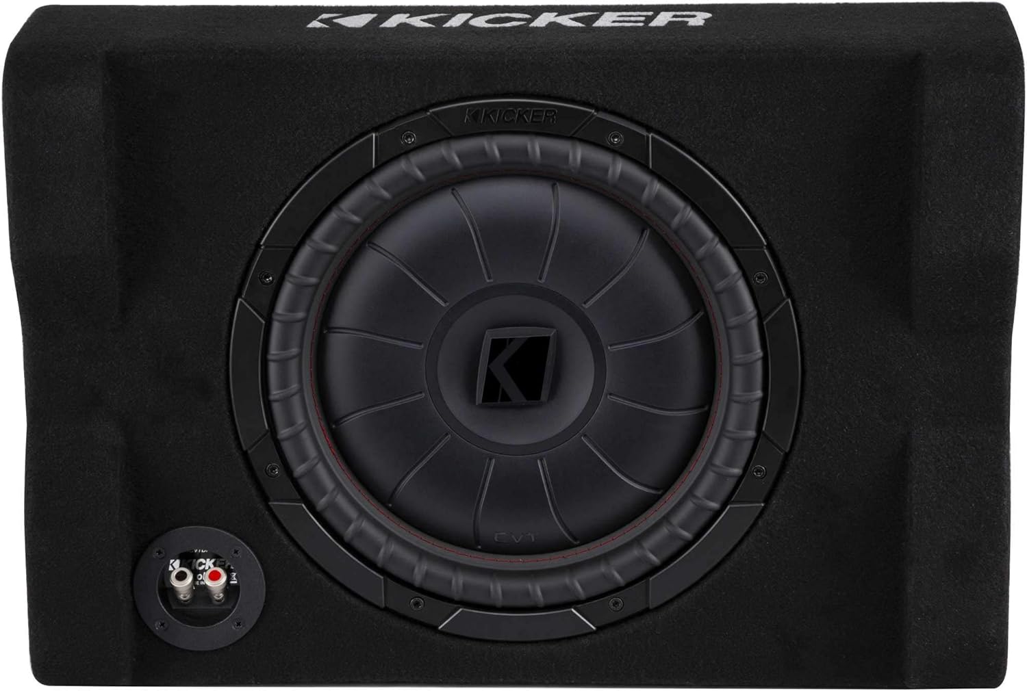 KICKER 48CVTDF122 CVTDF 12" Sub Down Firing Enclosure w/ 500 Watt Key Amp Bundle (Includes Bass Knob)