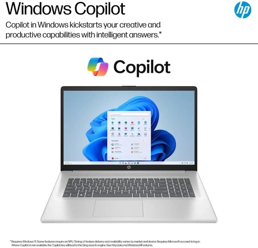 HP 17.3” Business Laptop 2025, Powerful 7000 Series AMD Ryzen 5 7430U (Beats Intel i7-1355U), Copilot Key, FHD Anti-Glare Display, 32GB RAM, 1TB SSD, HDMI, Wi-Fi 6, Windows 11 Pro, WOWPC USB