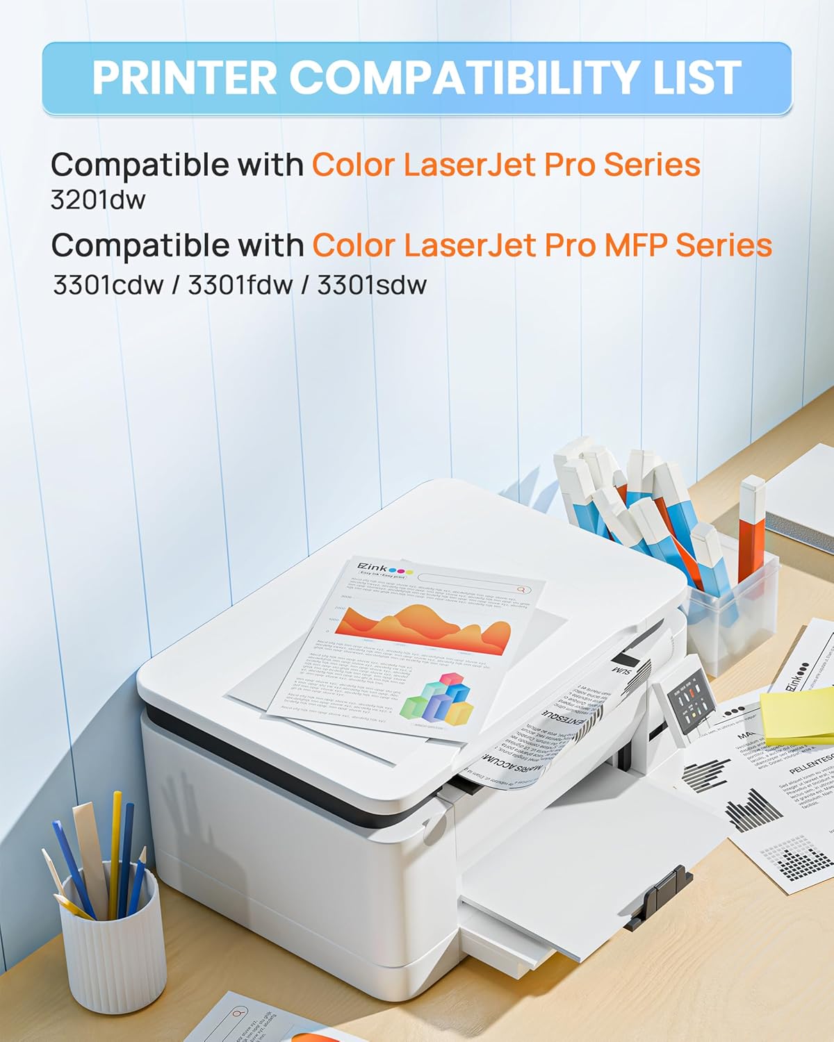 E-Z Ink Compatible HP 218A Toner Cartridges 4 Pack with Chip for HP 218A Toner HP 218 218X for HP Color LaserJet pro MFP 3301fdw Toner 3301cdw 3201dw 3301sdw Printer Ink Set W2180A W2180X (BCMY)