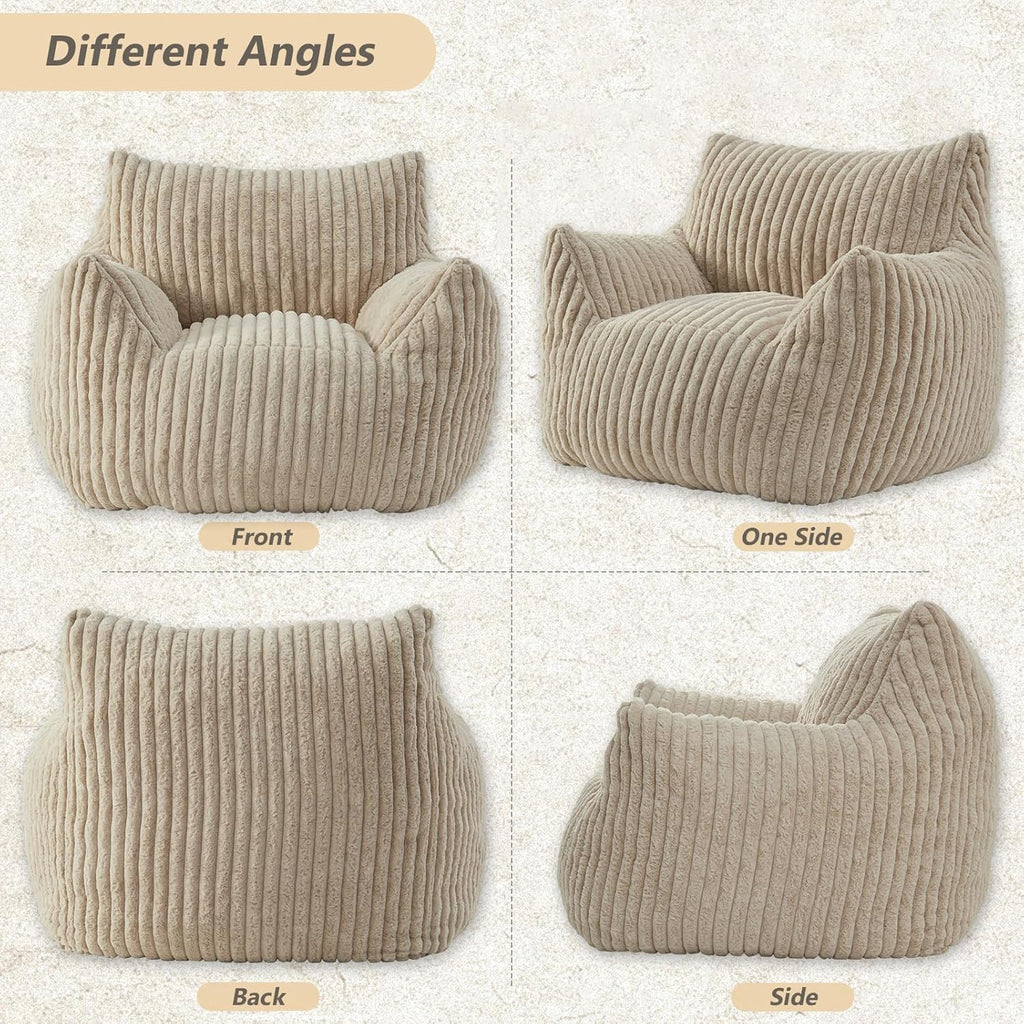Achicsofar Giant Bean Bag Chairs for Adults Teens, Large Bean Bag Sofa Chairs with Filling Comfy Fuzzy BeanBag Chair with Armrests for Bedroom Living Room Reading