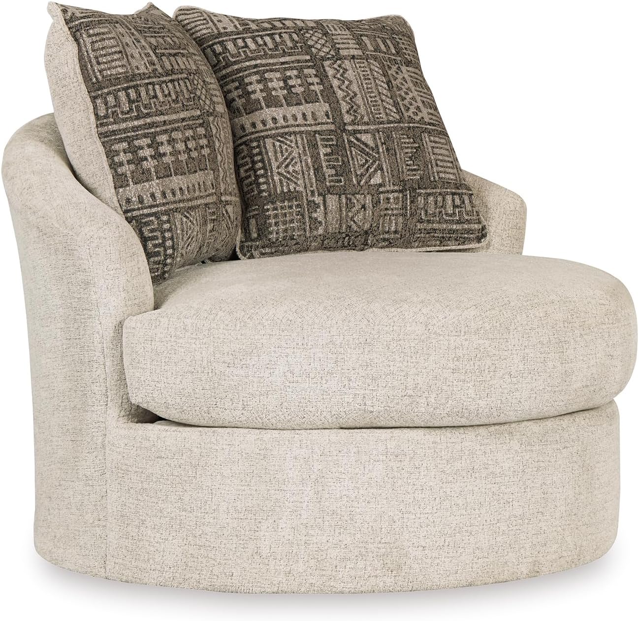 Signature Design by Ashley Soletren Contemporary Chenille 360-Degree Swivel Accent Chair, Off-White