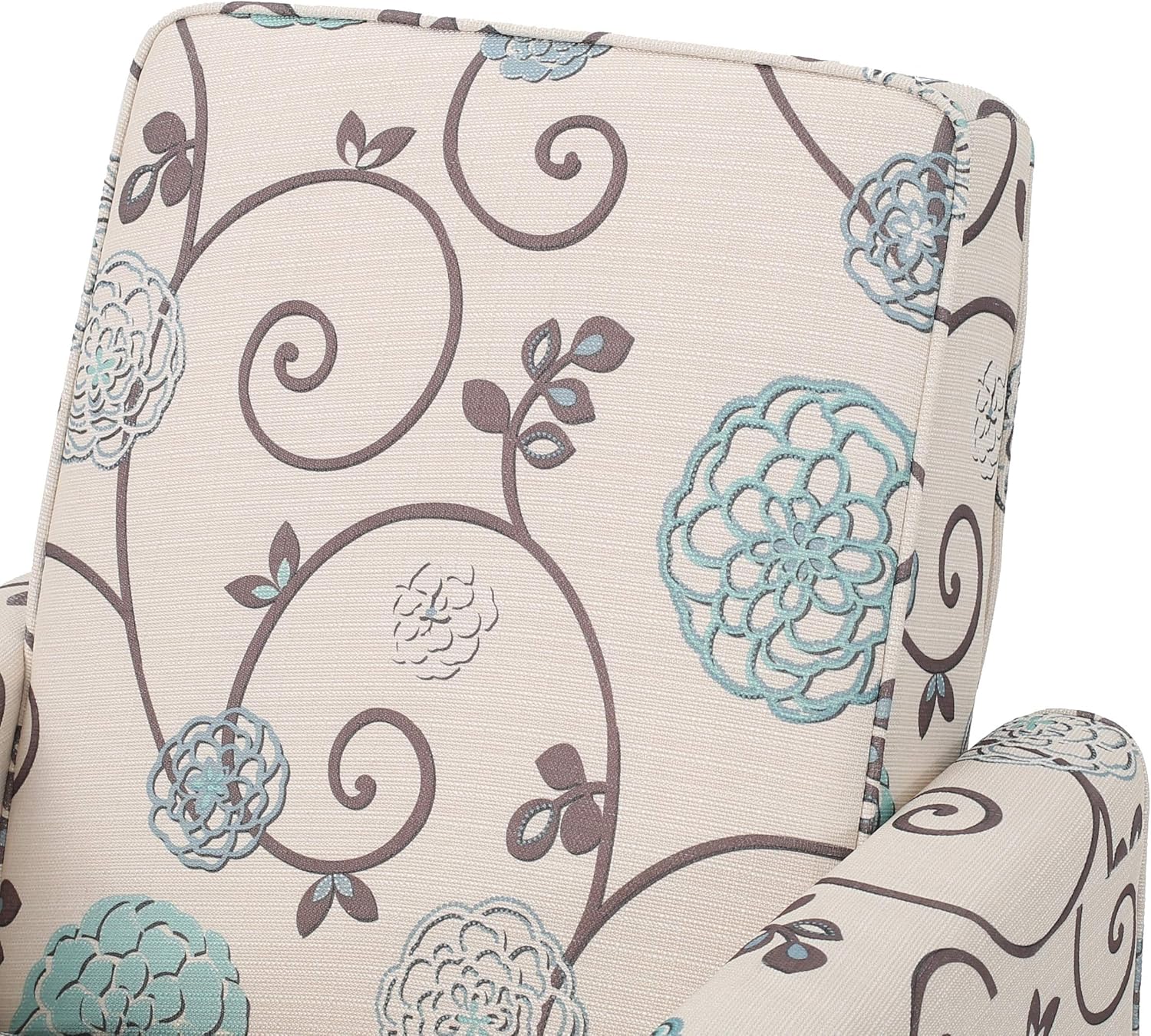 Christopher Knight Home Emmie Fabric Recliner (Set of 2), Light Beige with Blue Floral, Dark Brown
