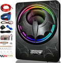 1600W Slim Underseat Subwoofer with Built-in Amp 10 Inch Sub | RGB Ambient Lighting, LPF/Gain/Bass Boost Controls, Individual Controls, Distortion-Free Deep Bass | Universal Fit for All Car