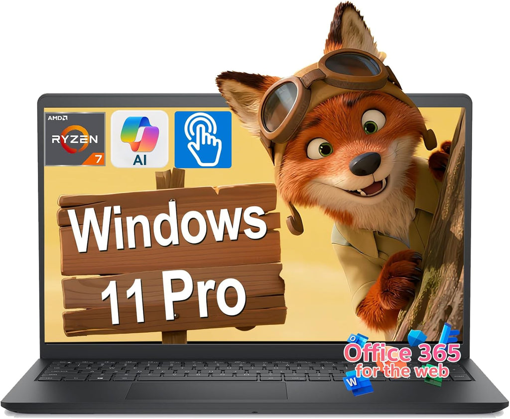 Dell 15 Touchscreen Laptop dc15255 for Business & Student, AMD R7 7730U(Beats Intel core i7-1355u), 16GB RAM 512GB SSD,15.6" FHD, Office 365 for the Web, Win11 Pro, 2026 New Model