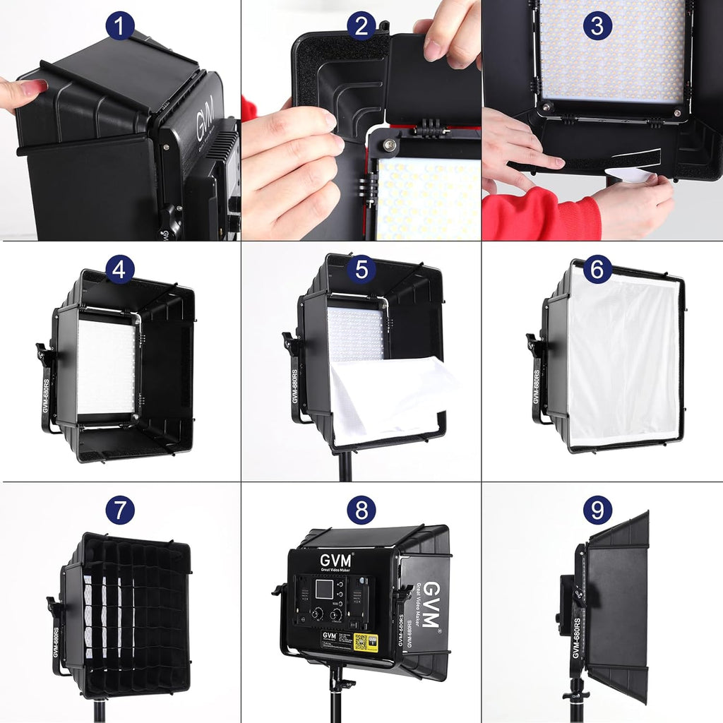 GVM RGB Photography Lighting Kits with 2 Softboxes, 680RS 50W Studio Lights with Bluetooth Control, 2 Packs Video Light with 18 Lighting Scenes, led Panel Lights for Video Recording, 8500lux/0.5m