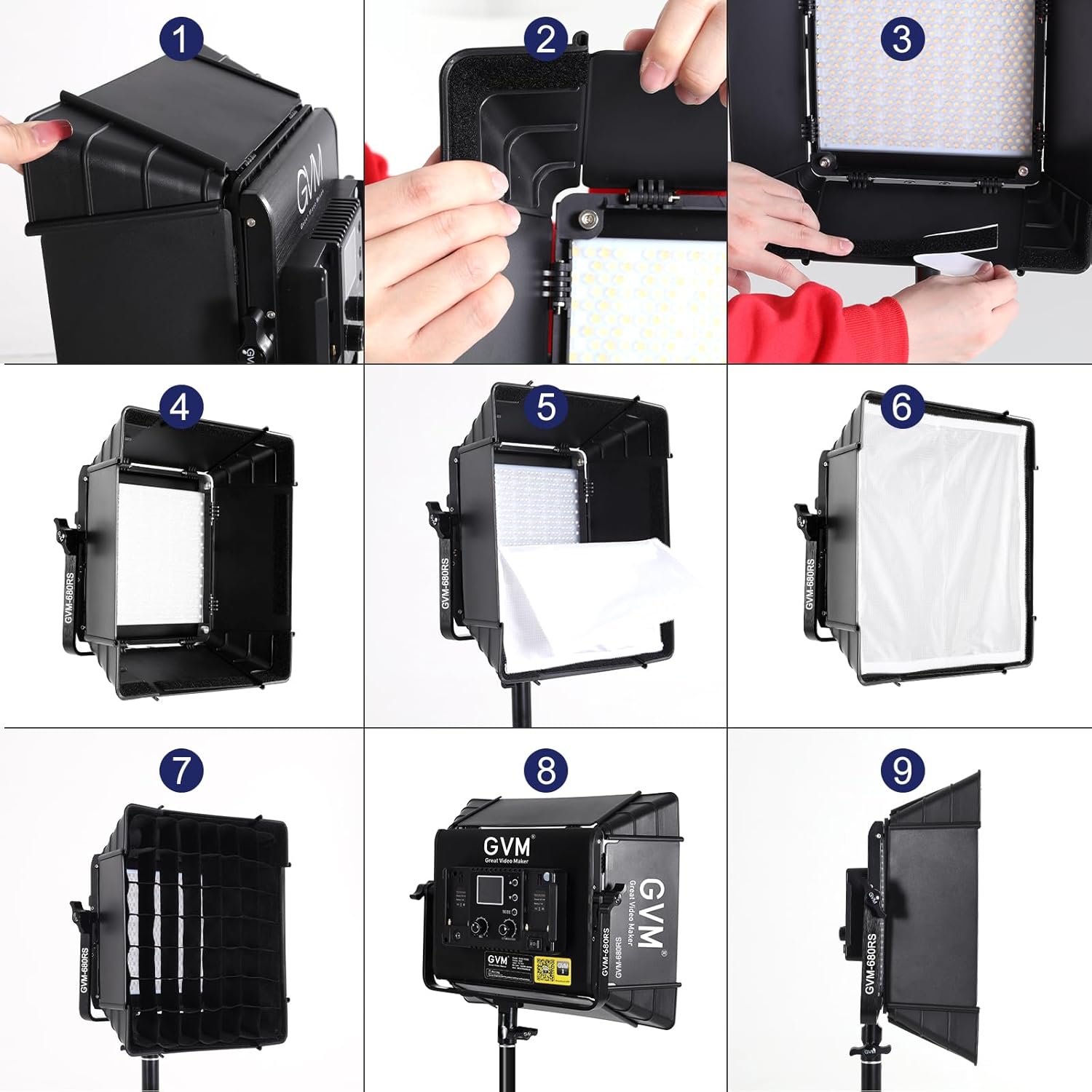 GVM RGB Photography Lighting Kits with 2 Softboxes, 680RS 50W Studio Lights with Bluetooth Control, 2 Packs Video Light with 18 Lighting Scenes, led Panel Lights for Video Recording, 8500lux/0.5m