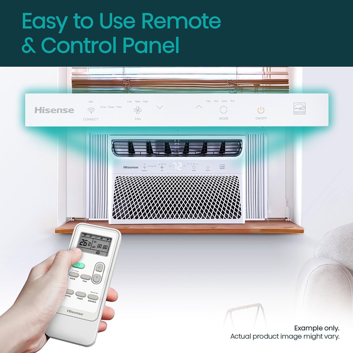 Hisense 8,000 BTU Smart Window Inverter Air Conditioner with Quiet, High Efficiency Operation and Wi-fi Control, 115V, Window AC Unit for Apartment, Bedroom, Medium Rooms up to 350 Sq. Ft. in White