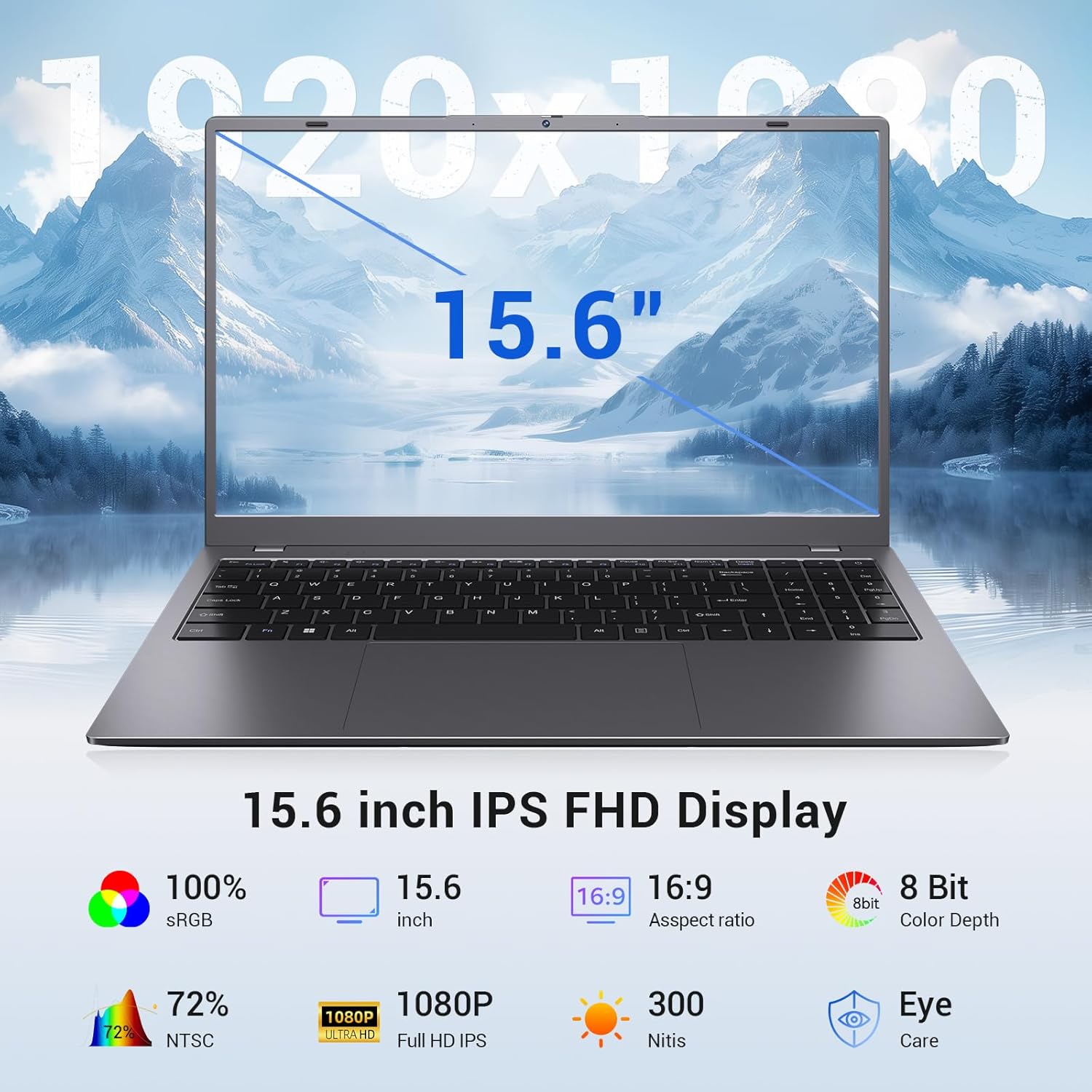 15.6 Inch Laptop Computer, AMD 3020e Processor (Up to 2.6GHz), 8GB RAM 256GB SSD, 1080P IPS FHD Display, USB3.2, Type-C, HDMI, WiFi 5, Win11 Laptop, Notebook Laptops for Business and Students