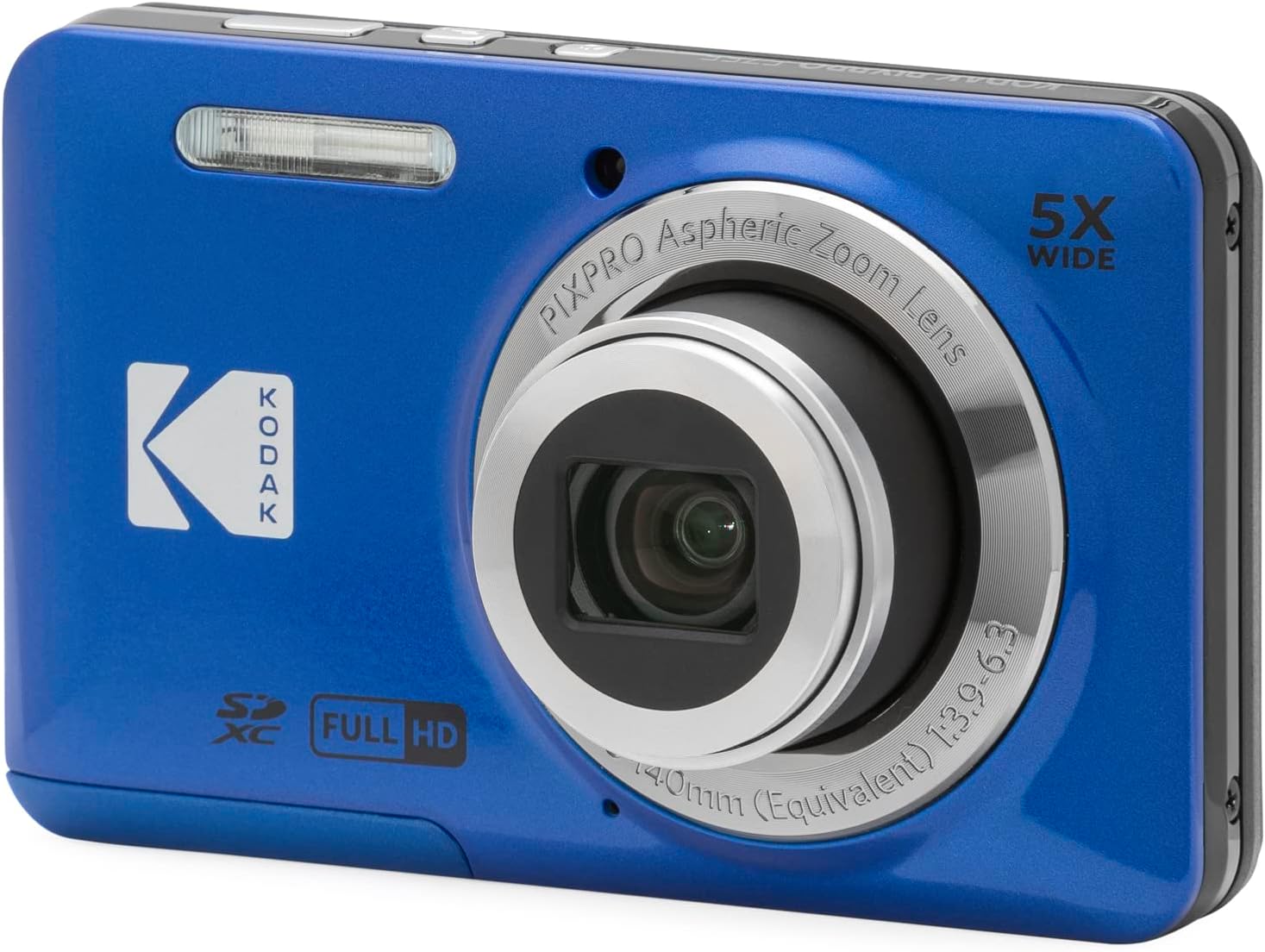 Kodak PIXPRO FZ55 Digital Camera, Blue Bundle with Lexar 32GB High-Performance 800x UHS-I SDHC Memory Card + Deco Photo Point and Shoot Field Bag Camera Case