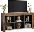 LITTLE TREE TV Stand with Storage, 63-Inch Entertainment Center with Shelves, Modern Media Console for Television up to 65" for Living Room, Bedroom, Brown + Black