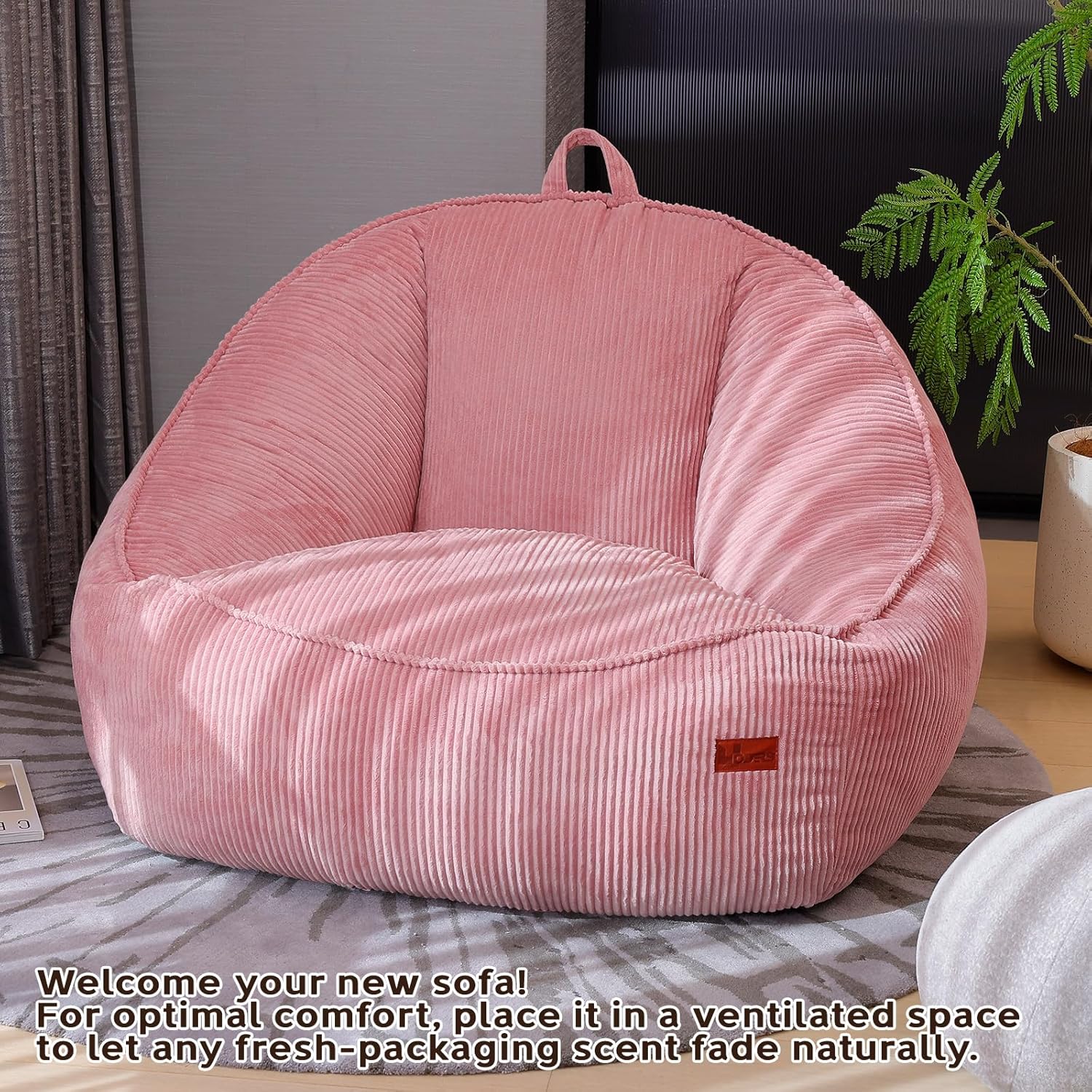 Bean Bag Chair, Cozy Fluffy Beanbag Chairs with Filler for Teens and Kids, Floor Lazy Sofa for Living Room Gaming & Reading (M-Mauve)