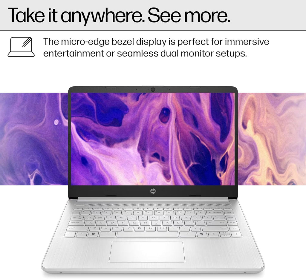 HP Ultrabook 14 Laptop Computer Business Study & Home 2025, Lifetime MS Office + Windows 11 Pro, Quad-Core Intel CPU, 16GB RAM & 628GB Storage (128GB UFS+500GB Ext), Wi-Fi 6, HubxcelAccessory, Silver