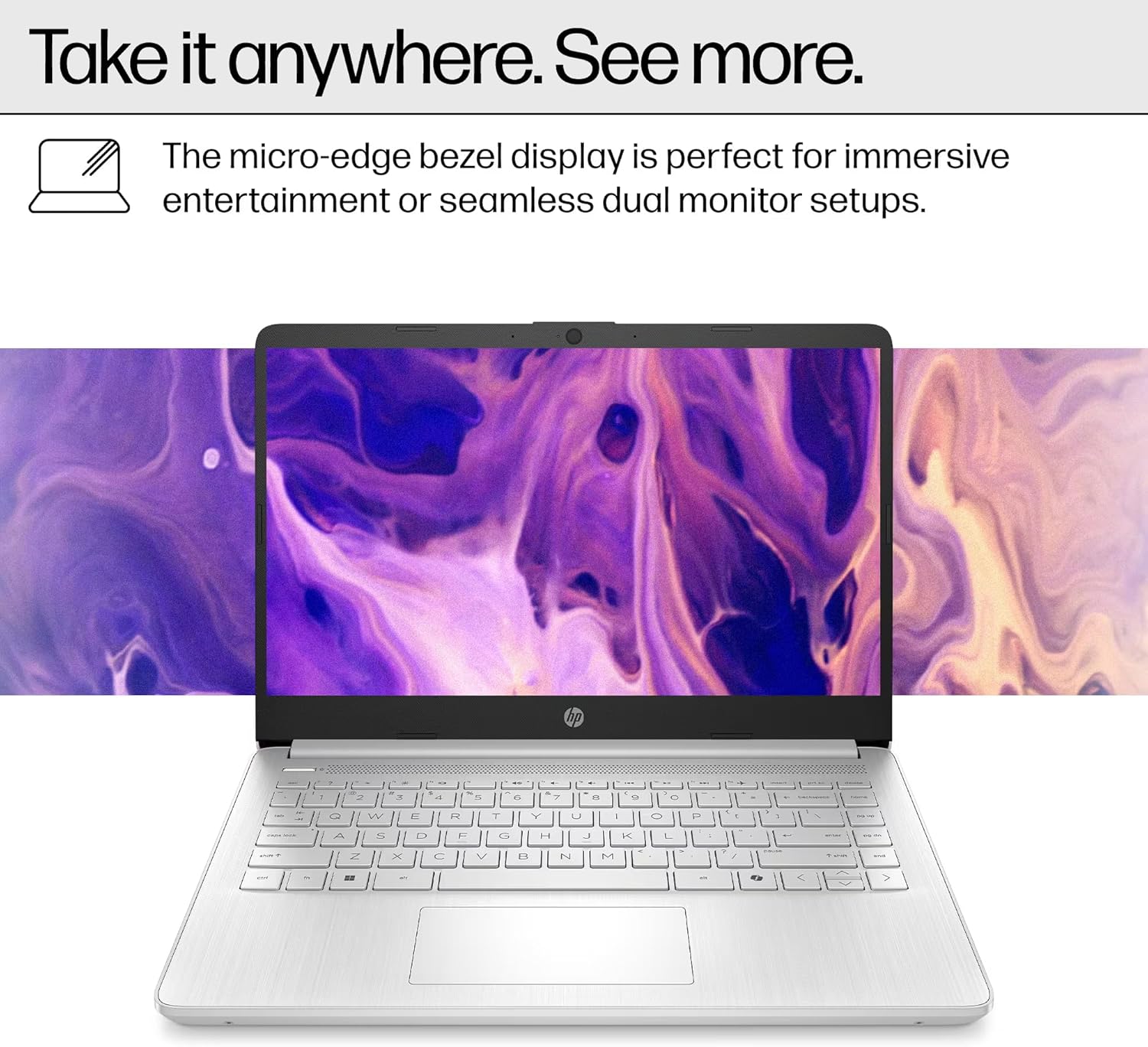 HP Ultrabook 14 Laptop Computer Business Study & Home 2025, Lifetime MS Office + Windows 11 Pro, Quad-Core Intel CPU, 16GB RAM & 628GB Storage (128GB UFS+500GB Ext), Wi-Fi 6, HubxcelAccessory, Silver