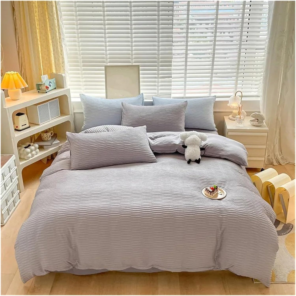 Bed, Simple Bedding Set Washed Cotton Duvet Cover Sheet Pillowcase Bedding Double Bed Double Queen Size 3/4 Piece Set