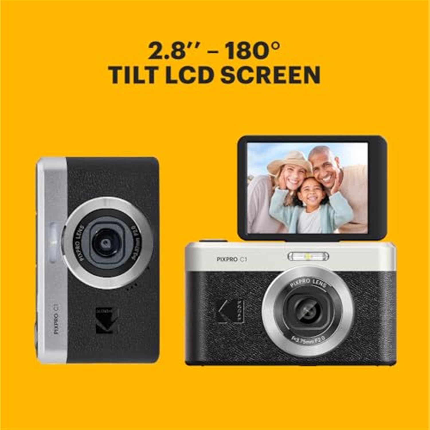 Kodak PIXPRO C1 Compact Digital Camera (Black) Bundle with 32GB microSDHC Card, Protective Camera Case, Hi-Speed USB Card Reader, USB-C Cable, AC Adapter, and Manufacturer Accessories