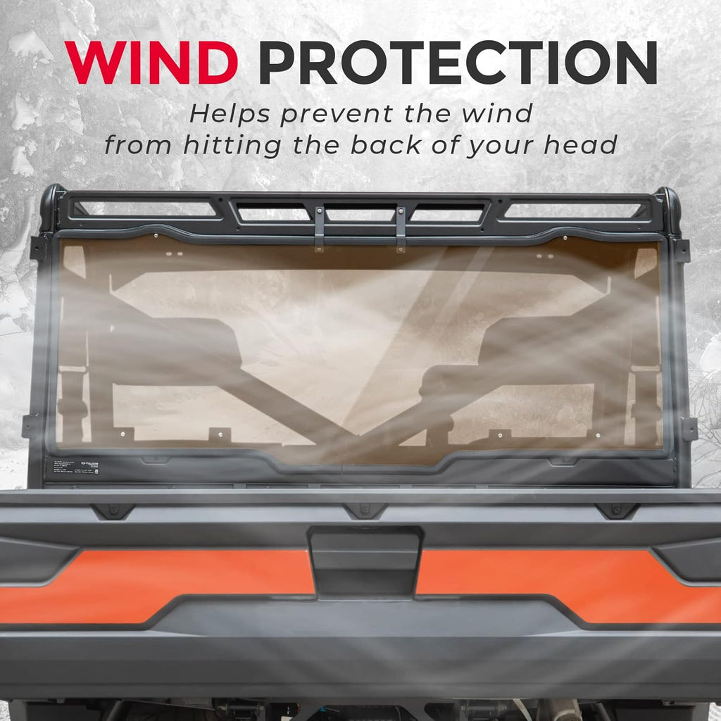 KEMIMOTO Hard Coated Tinted Rear Window, Pre-installed Back Windshield Compatible with Polaris Ranger XP 1000/Crew 2017-2026, Polaris Ranger 1000/Crew 2020-2026, Ranger XP 900/Crew 2013-2019